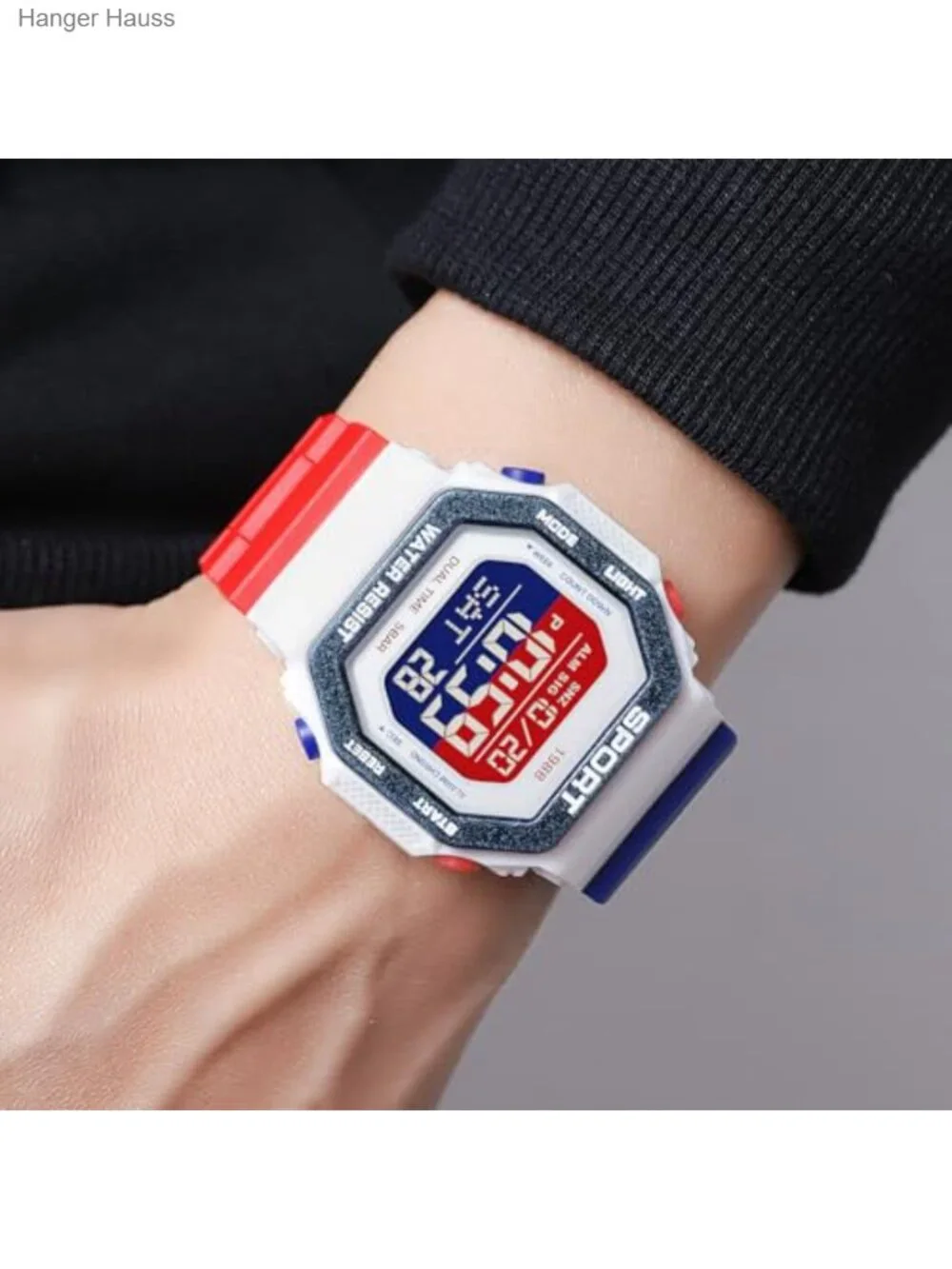 Digital Sports Watch 50M Water Resistant Dual Time Stopwatch